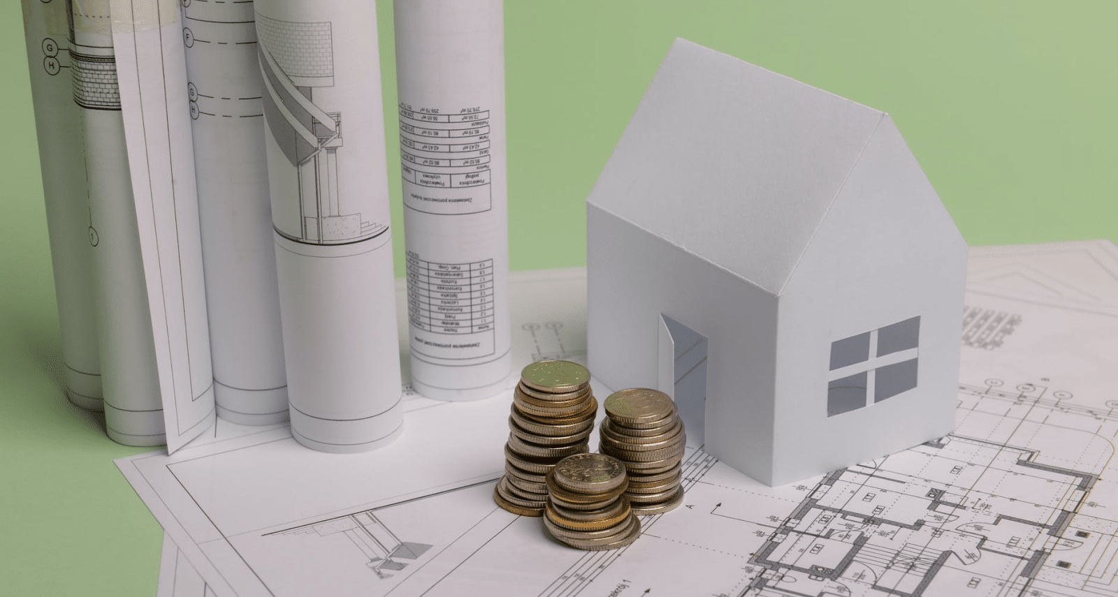 Coins and small house